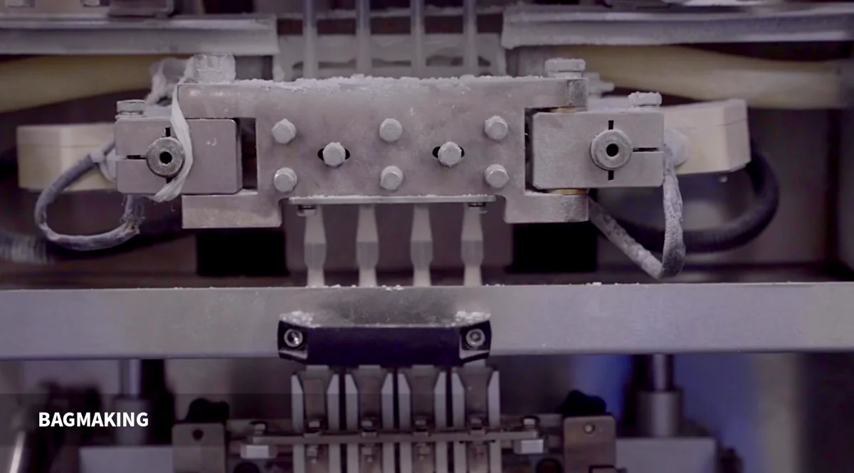 Pouch-making equipment in the factory process photographs